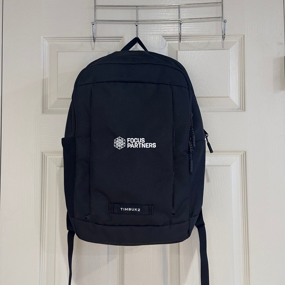 Timbuk2 Division Laptop Backpack Black Focus Partners Logo Travel Commuter Bag